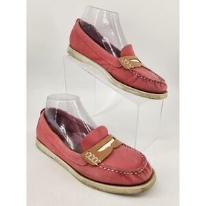 Sebago Docksides Dock Penny Loafers Womens 7M Coral Pink Tan Leather B500076